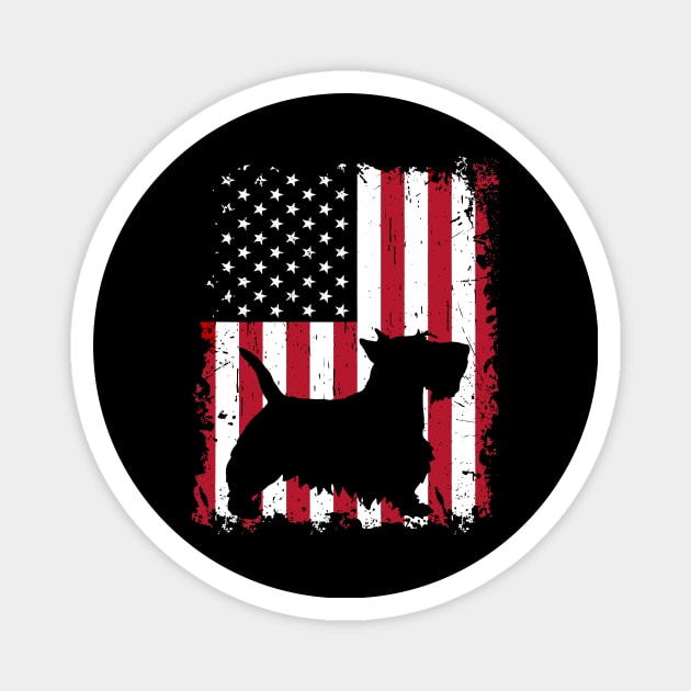 Dog Scottish Terrier Dog USA Flag Patriotic 4th of July 722 paws Magnet by Olegpavlovmmo